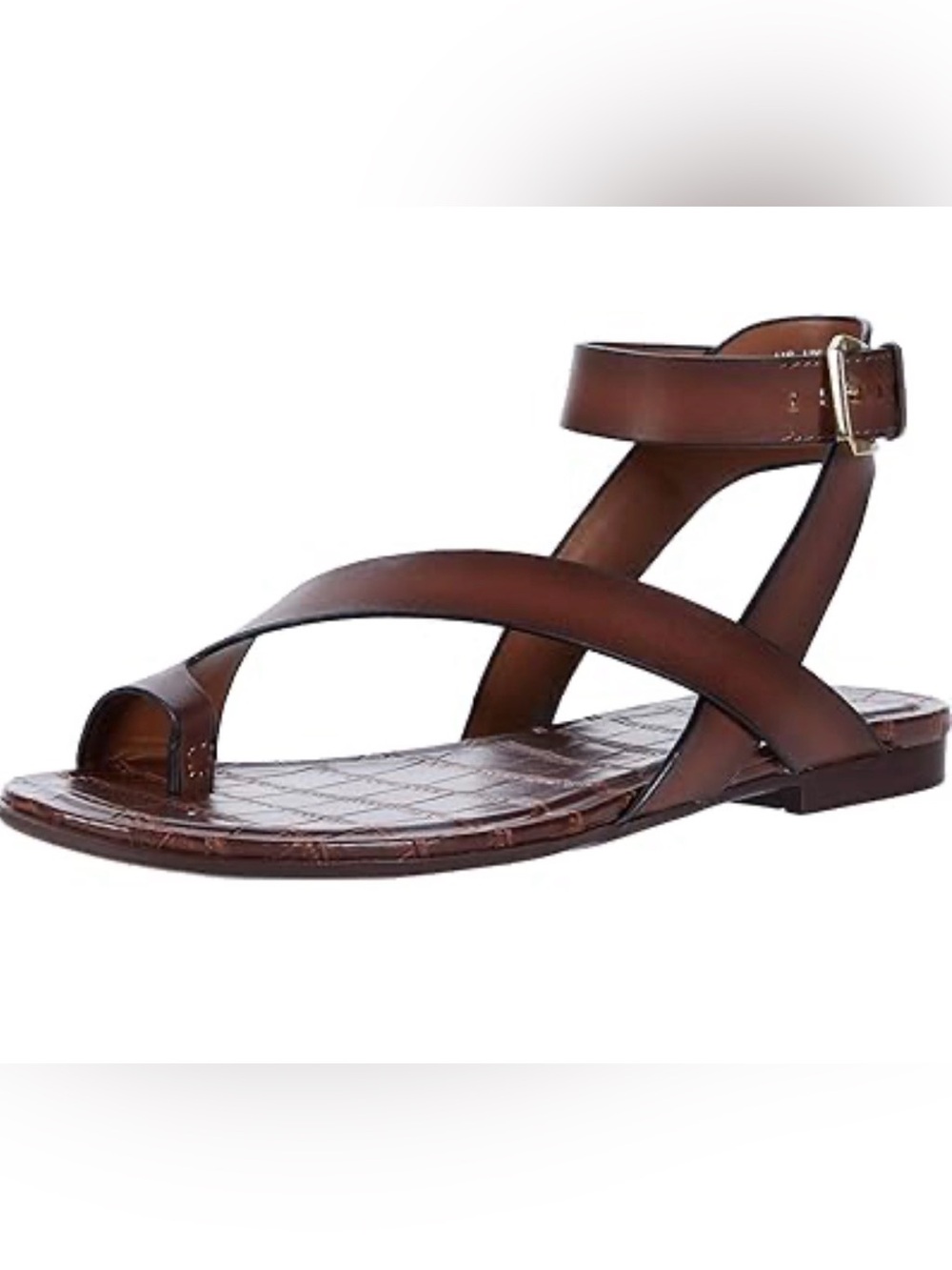 Stuart Weitzman Brown Leather Ankle-Strap Flat Sandals